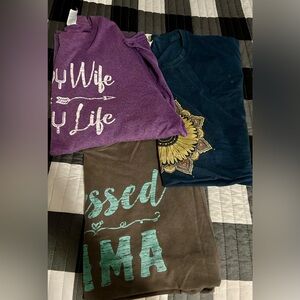 Graphic T-Shirts Bundle in Purple, Blue, and Brown